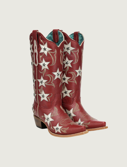 Corral Red Stars & Studs Cowgirl Boots