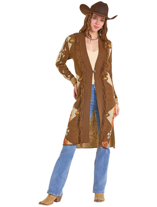 Rock & Roll Denim Women's Aztec Duster with Fringe