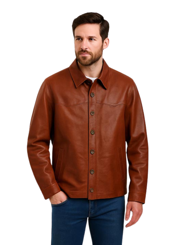 Men's Leather Shirt Jacket