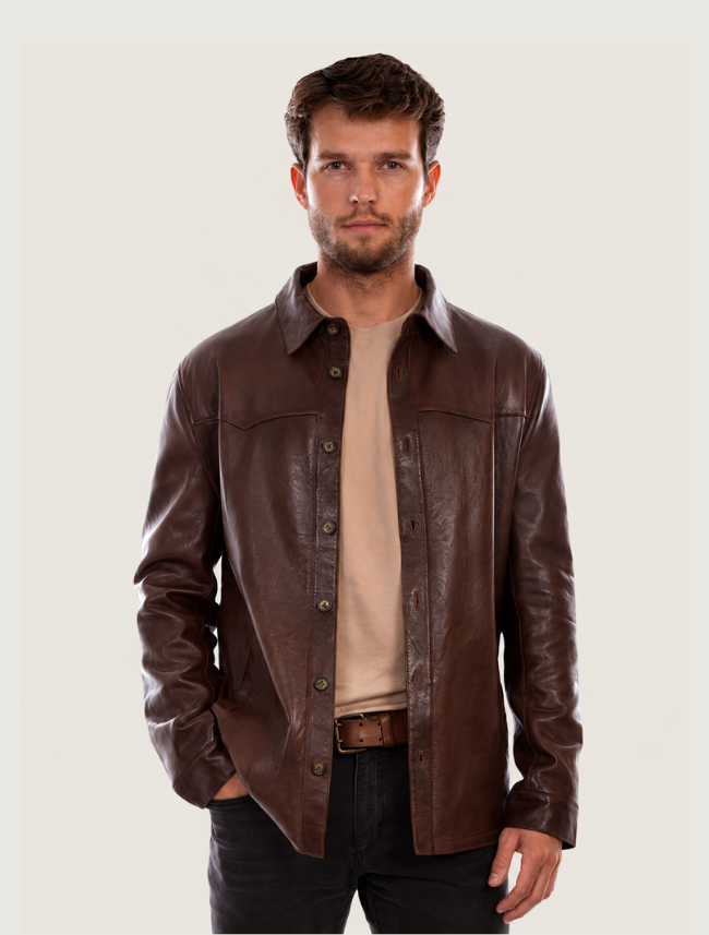 Mavericks Men's Leather Shirt Jacket