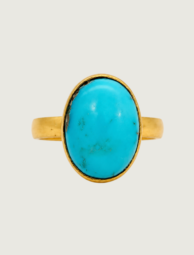 14K Yellow Gold Sleeping Beauty Turquoise Ring