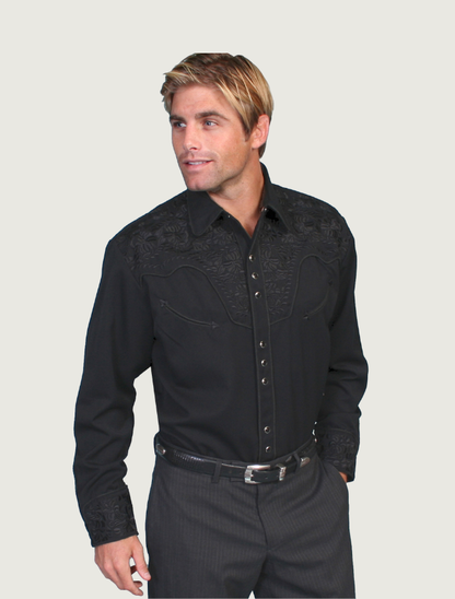 Scully Men's Floral Tooled Snap Front Shirt