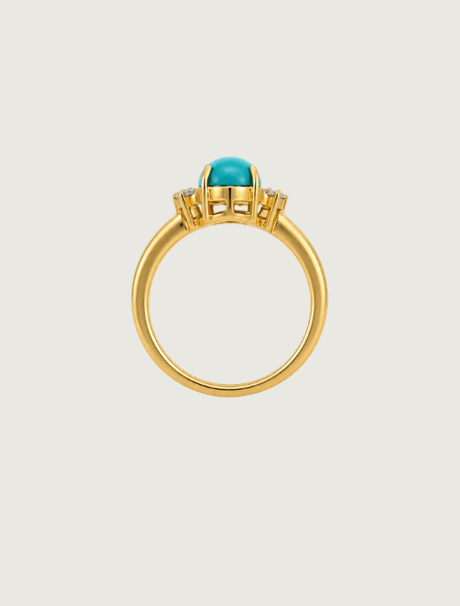 18K Yellow Gold Turquoise & Diamond Ring