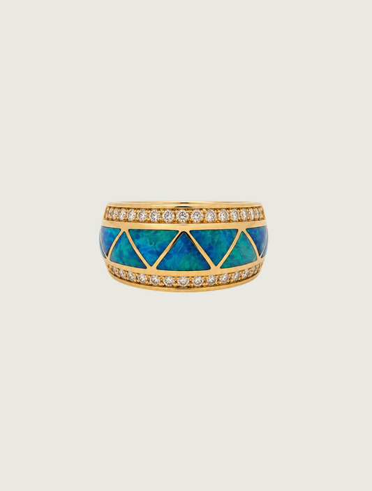 14K Yellow Gold Opal & Diamond Ring