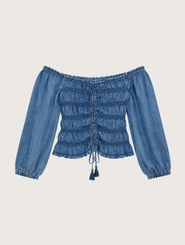 Scully Women's Denim Washed Off-the-Shoulder Blouse