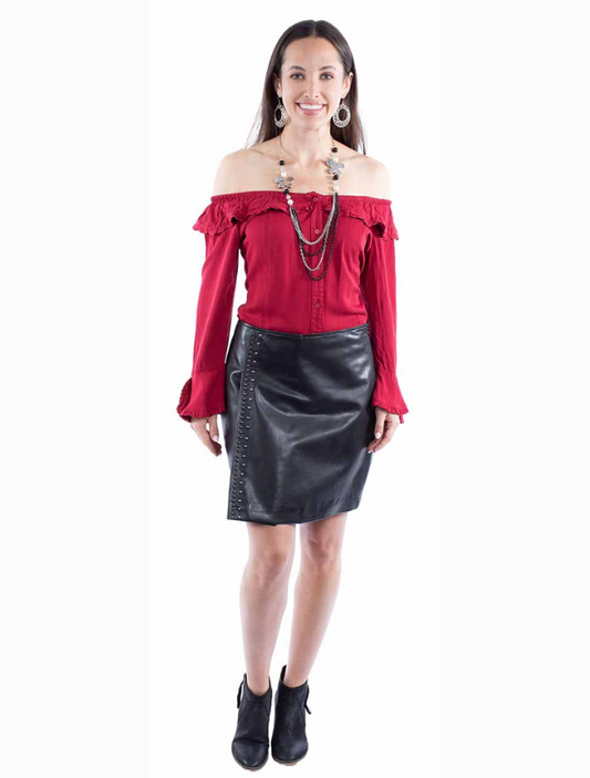 Women's Studded Leather Skirt