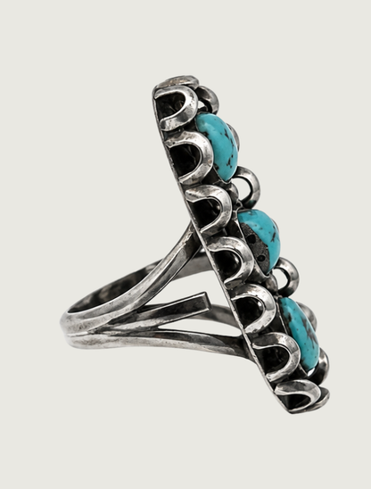 Sterling Silver Tri Turquoise Ring