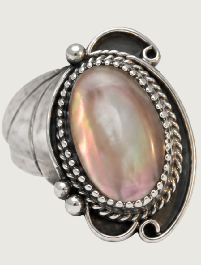 Sterling Silver Black Mother of Pearl Ring