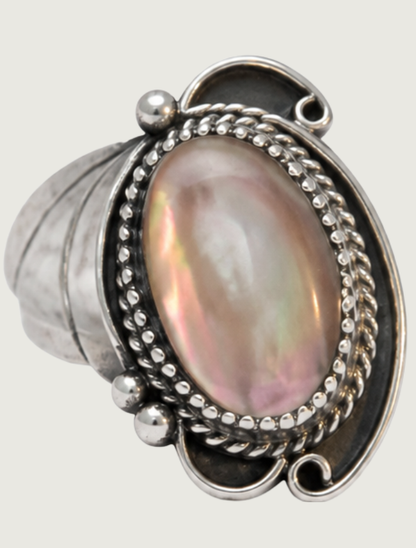 Sterling Silver Black Mother of Pearl Ring