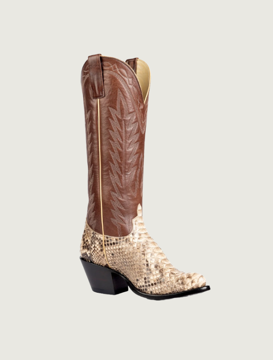 Macie Bean Women's Mink Python Cowboy Boots in Coffee Brown