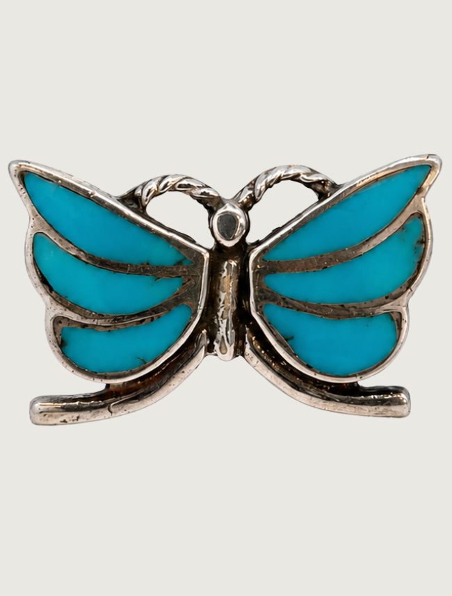 Sterling Silver Turquoise Inlay Butterfly Ring