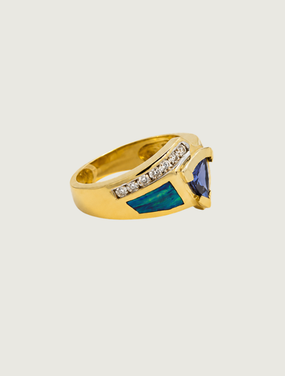 14K YG TZ/OP/DIA Ring (TZ: 0.65ct, D: 0.38ct SI1G)