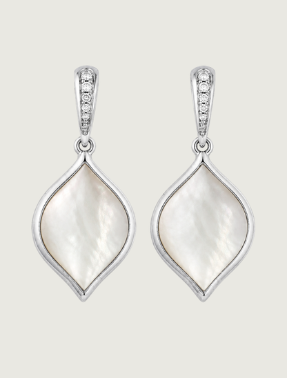 Kabana Rhodium-Plated Sterling Silver White Mother of Pearl Earrings