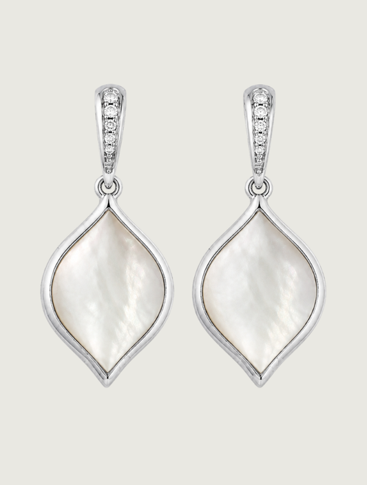Kabana Rhodium-Plated Sterling Silver White Mother of Pearl Earrings