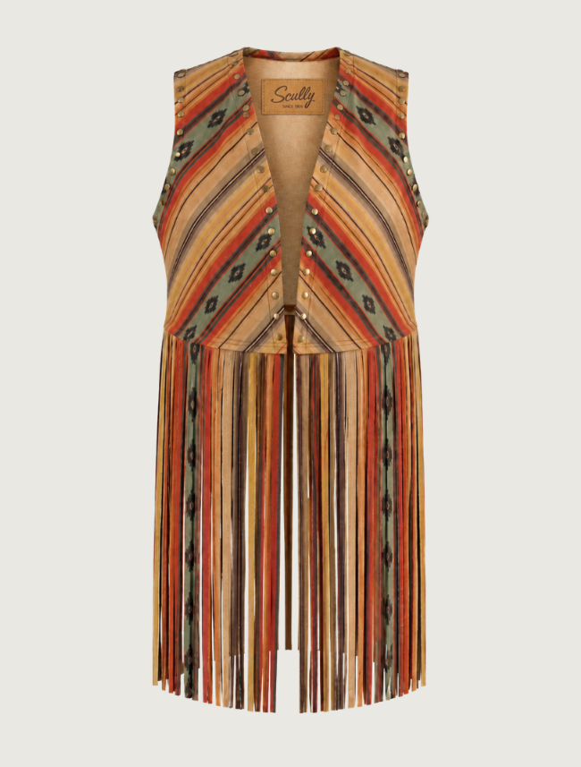 Scully Women's Serape Print Fringe Vest