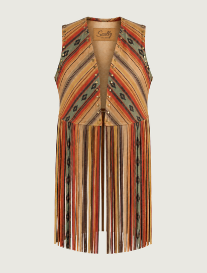 Scully Women's Serape Print Fringe Vest
