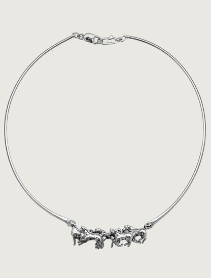 Kabana Sterling Silver Horses Neck Piece with Lobster Claw Closure