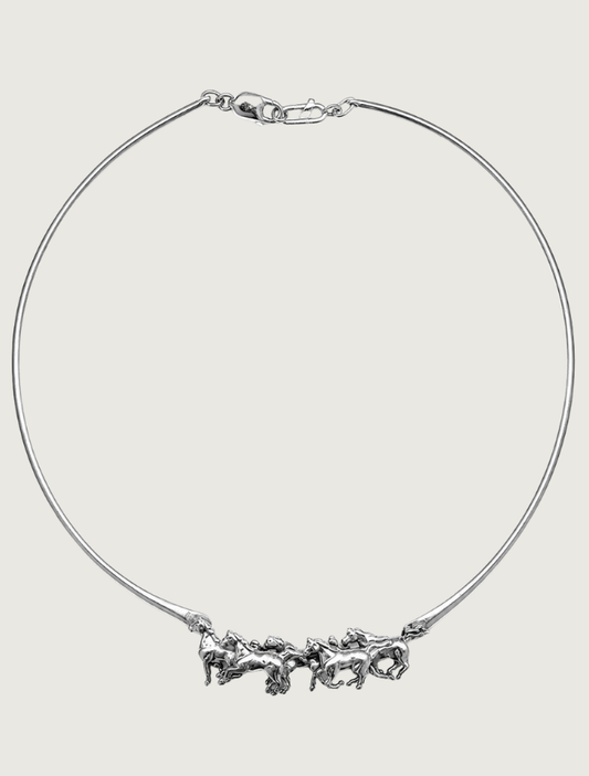 Kabana Sterling Silver Horses Neck Piece with Lobster Claw Closure