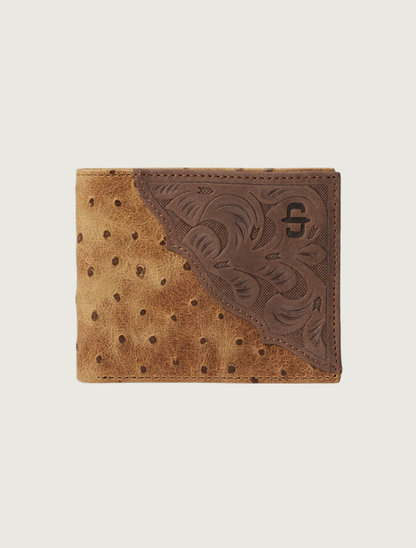 Stetson Tooled Embossed Ostrich Bi-Fold Wallet