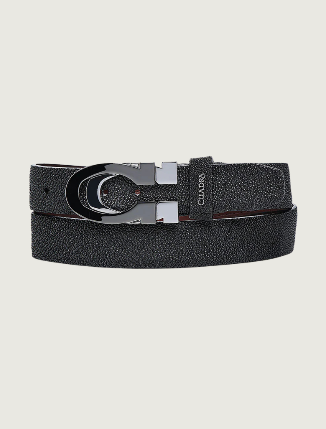 Cuadra Men's Black Leather Stingray Belt