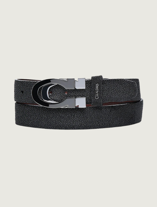 Cuadra Men's Black Leather Stingray Belt