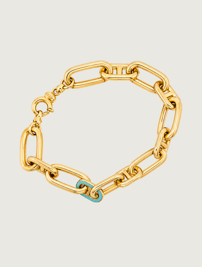 18K Yellow Gold Blue Enamel Bracelet