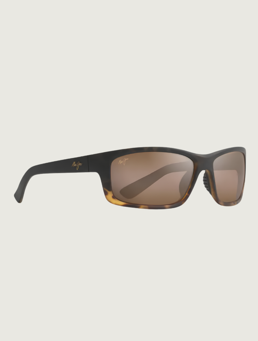 Maui Jim Kanaio Coast sport sunglasses in Matte Tortoise Ombre / HCL Bronze — quarter view