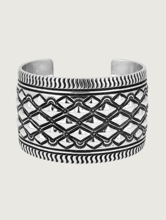 Darryl Becenti Sterling Silver Diamond Cuff Bracelet