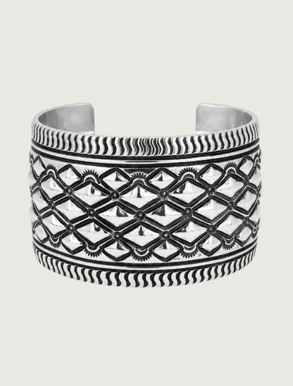 Darryl Becenti Sterling Silver Diamond Cuff Bracelet