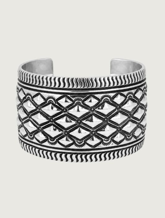 Darryl Becenti Sterling Silver Diamond Cuff Bracelet