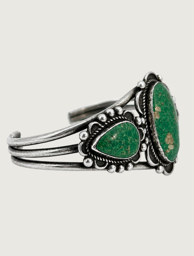 Sterling Silver Three Turquoise Cuff Bracelet