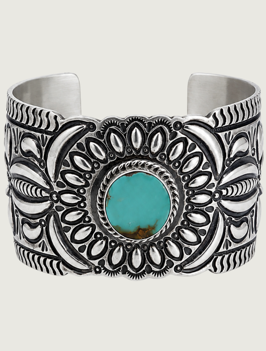 Darryl Becenti Royston Turquoise Silver Cuff Bracelet