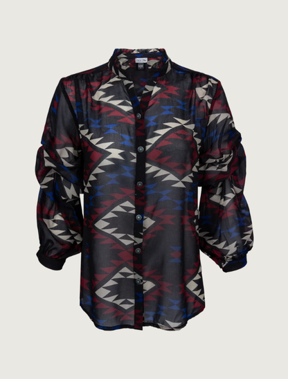 Tasha Polizzi Farley Sheer Blanket Print Blouse