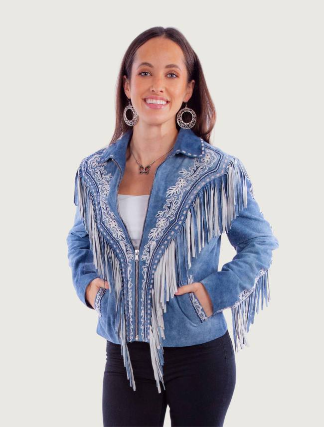 Scully Women's Embroidered Fringe Zip Jacket