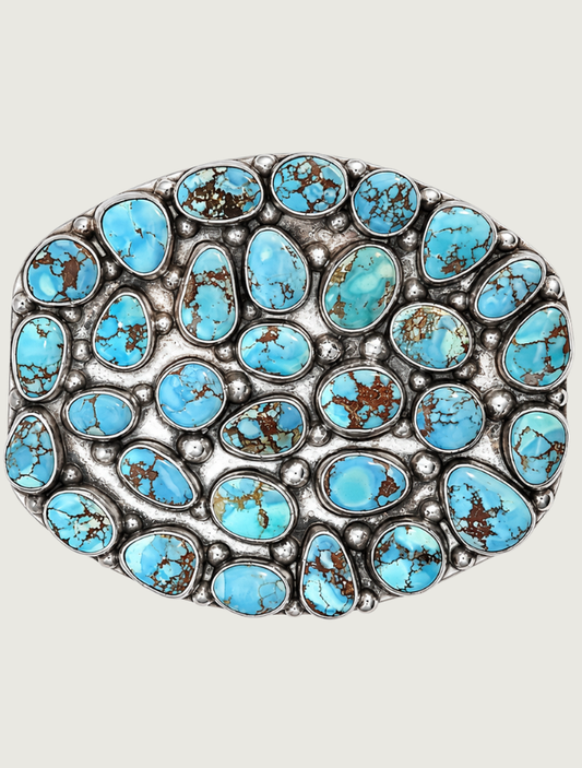 Travis J. Sterling Silver Turquoise Belt Buckle