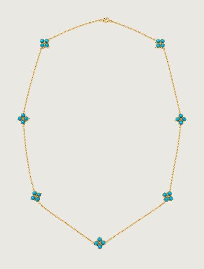 18K Yellow Gold Turquoise & Diamond Necklace