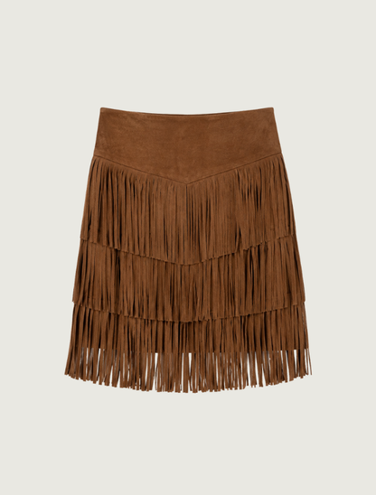 Women's Short Suede Fringe Skirt