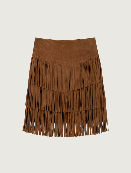 Women's Short Suede Fringe Skirt