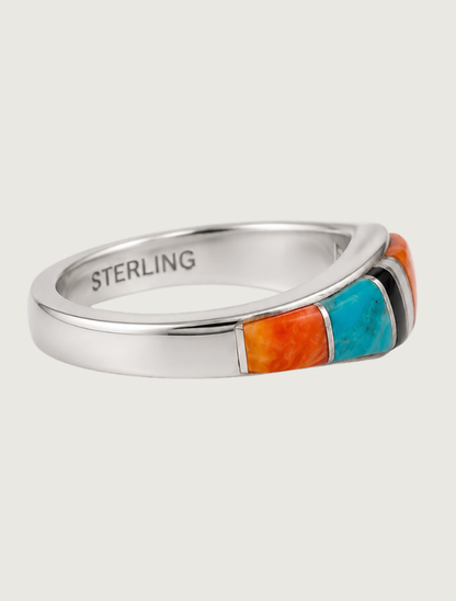 Elaine Sherman Sterling Silver Inlay Ring