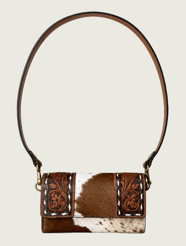 Mavericks Cowhide & Tooled Leather Convertible Crossbody Bag