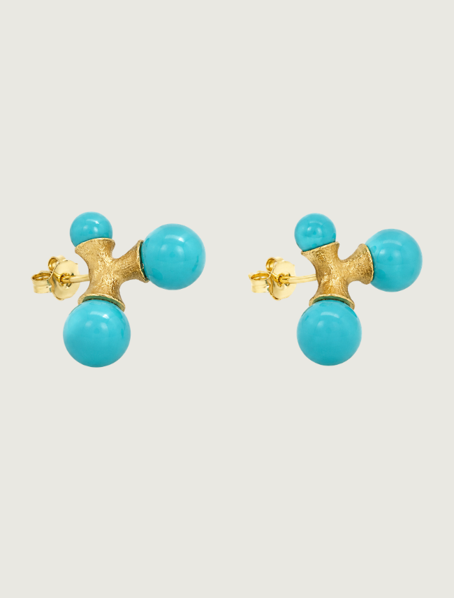 14K Yellow Gold Turquoise Earrings