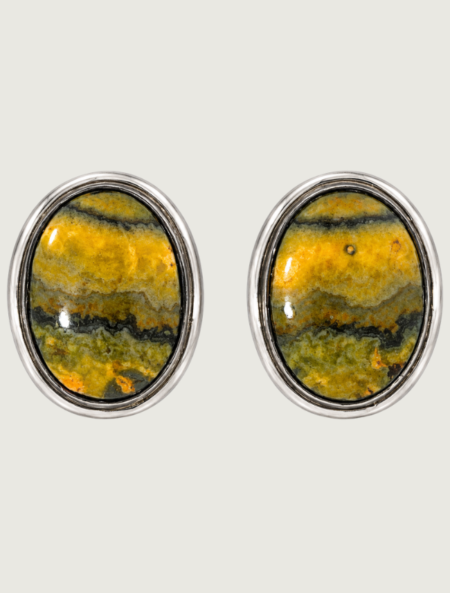 Silver Bumble Bee Jasper Earrings