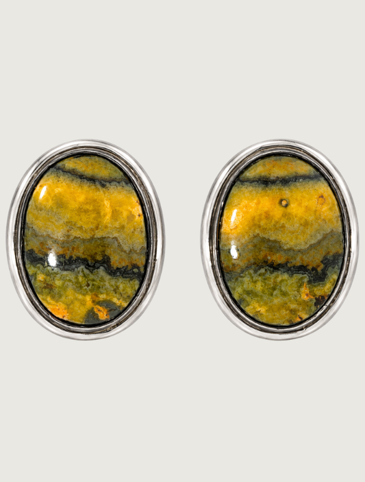 Silver Bumble Bee Jasper Earrings