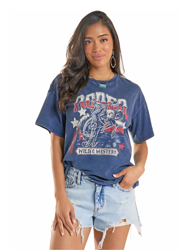 Rock & Roll Denim "Rodeo" Oversized Graphic T-Shirt