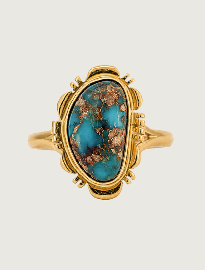 14K Yellow Gold Bisbee Turquoise Ring