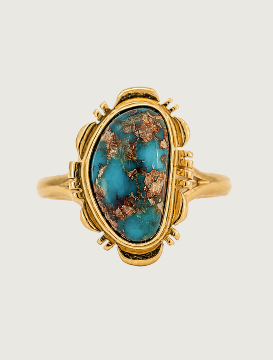 14K Yellow Gold Bisbee Turquoise Ring