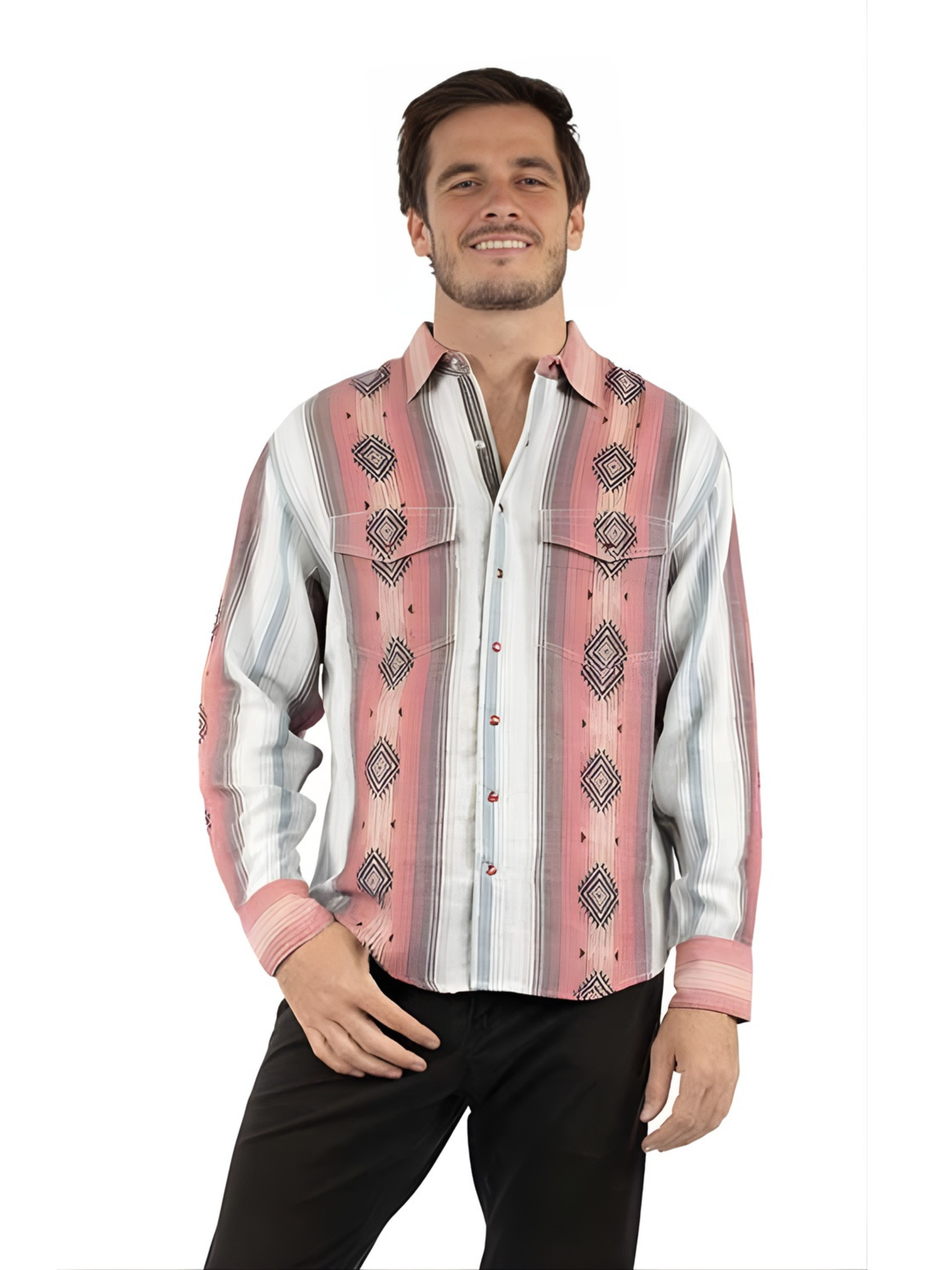Scully Men's Double Knit Diamond & Stripe Shirt