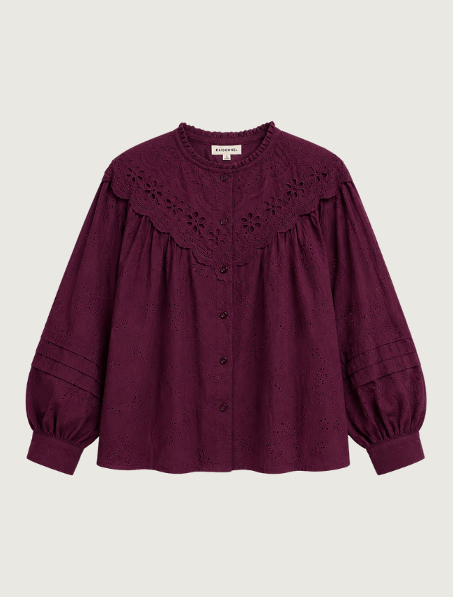 Raisonnel Vintage-Inspired Eyelet Embroidered Blouse