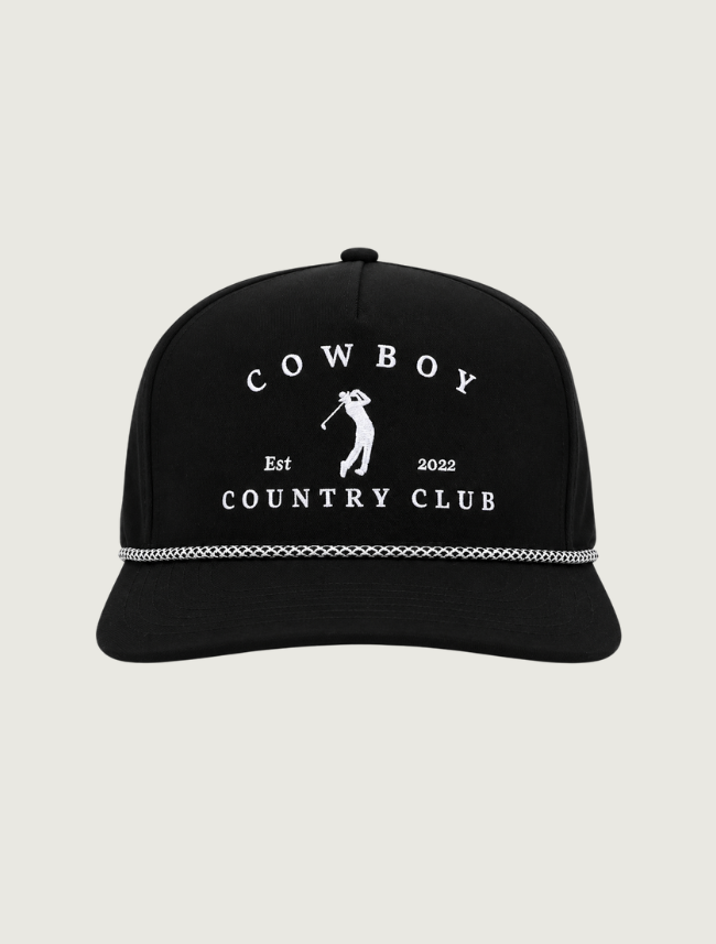 Cowboy Country Club Golfer Roped Hat in Black