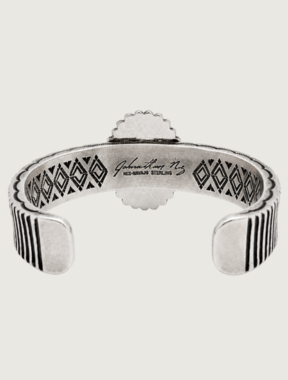 Johnathan Nez Sterling Silver Stamped Turquoise Cuff